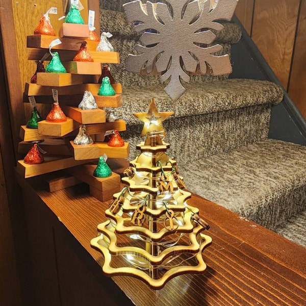 Christmas Tree Kit. Miniature Wooden Desktop Tree Made From a Single ...