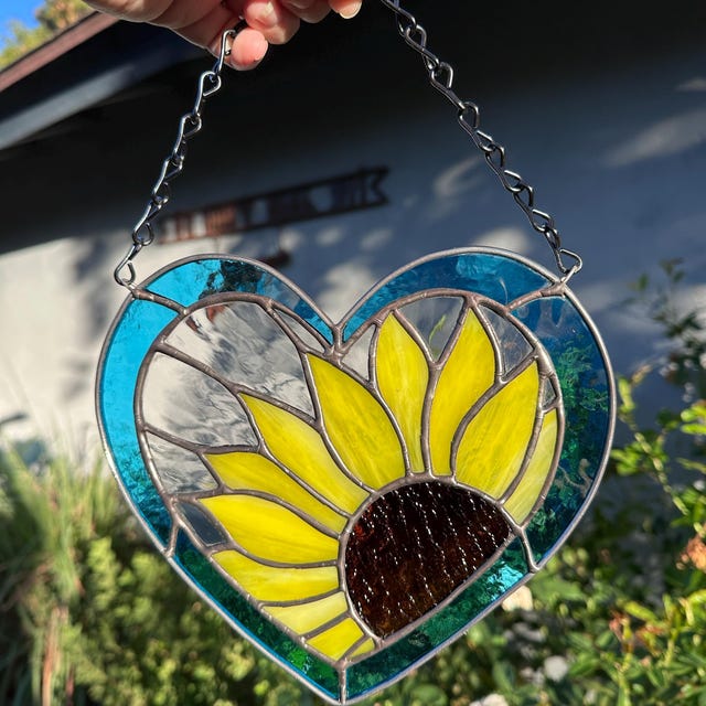 PATTERN • Sunflower Heart Stained Glass Pattern • PDF • Digital