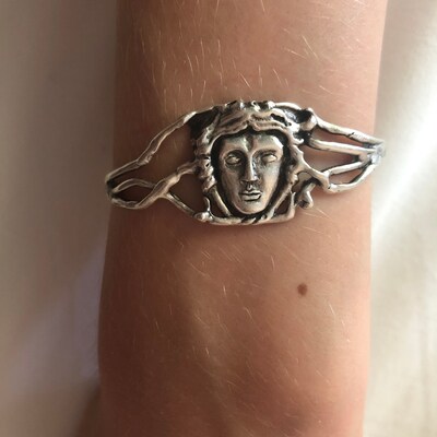 Cuff Bracelet Face Antique Copper Plated Brass 52mm inner