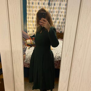 Vintage Inspired Winter Wool Dress Women, Mandarin Collar Wool Dress,  A-line Green Wool Dress, Retro Swing Long Dress, Xiaolizi 1621# - Etsy