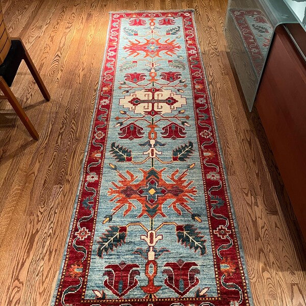 8x10 Dark Blue Egyptian Mamluk Area Rug - Tribal Lion Hand Knotted Veg ...