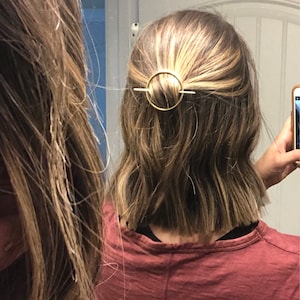 Minimalist Gold Hair Accessories Brass Hair Clip Round - Etsy