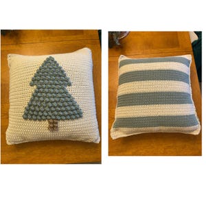 かぎ針編みの枕のパターン。クリスマスクッション、ボブルステッチ