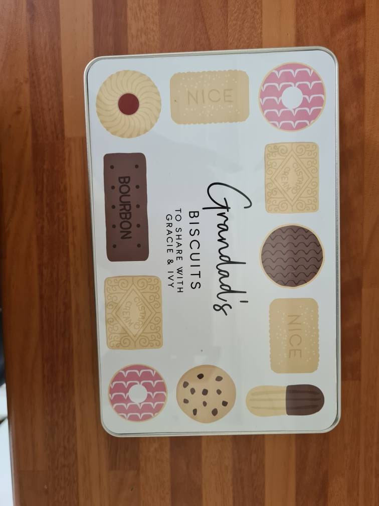 Personalised Grandads Treats Tin, Fathers Day Gifts For Daddy, Metal Biscuit Box, Grandads Biscuits, Treats, Snacks, Gifts For Him, Daddy