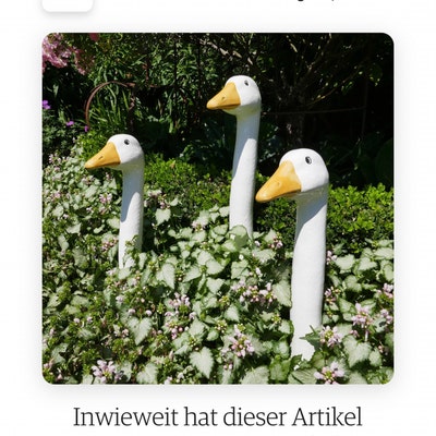 Gartenstecker Keramik Gans groß Frostfest Dekoration Outdoor