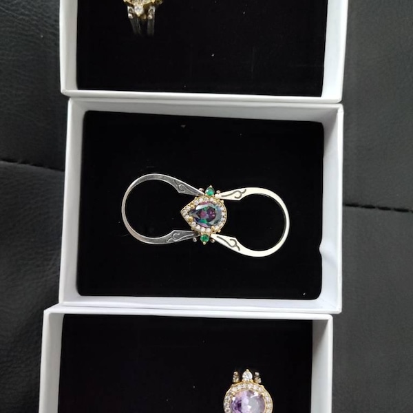Reversible Ring, Turkish Ring Pear Cut Zircon Sapphire Ring Gift for ...