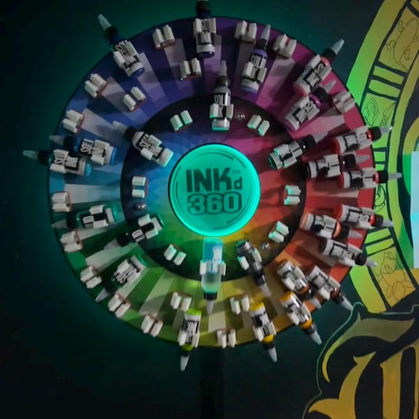 Inkd360 Tattoo Ink Wheel Motorized Rotary Display Tattoo Ink and Paint ...