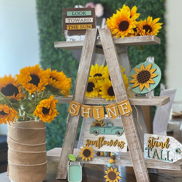 Sunflower Tiered Tray Set | Summer Tray Decor | Fall Tiered Tray Set ...