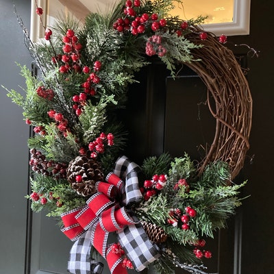 Christmas Door Wreath Christmas Wreath for Front Door - Etsy
