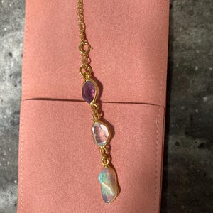 Customer photo from Alyssia, Custom Raw Birthstone Lariat Necklace, Mother's Family Gift