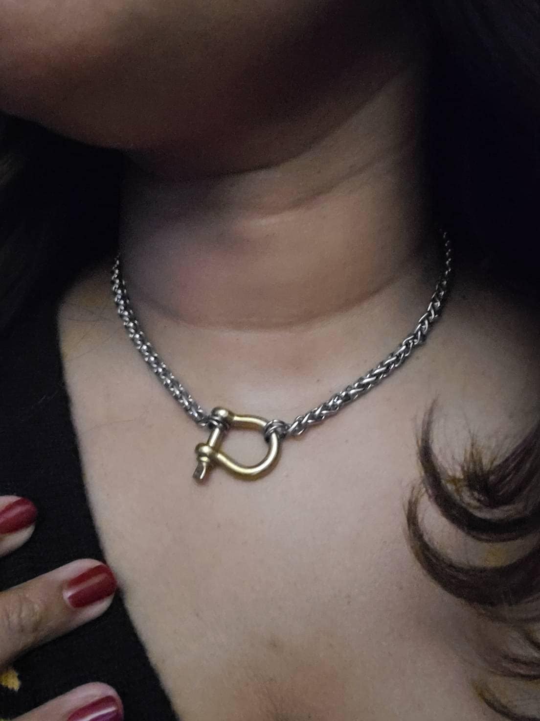 Horseshoe Shackle Stainless Steel Necklace - Chunky Choker Necklace - Bold Necklace - Punk Jewelry - Statement Piece - Carabiner Necklace