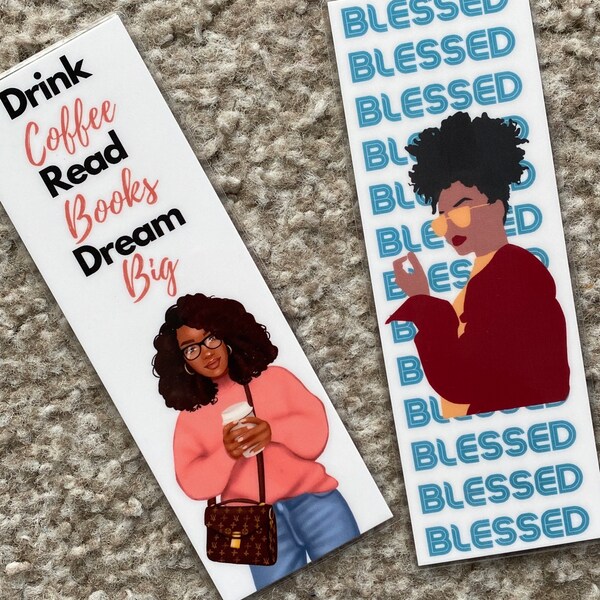Drink Coffee Dream Big Bookmark Black Woman Bookmark Well Read Gift drink-coffee-dream-big-bookmark-black-woman-bookmark-well-read-gift