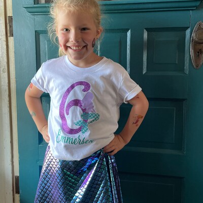 Mermaid Skirt Purple Turquoise Teal Two Tone Iridescent Girls Skater ...