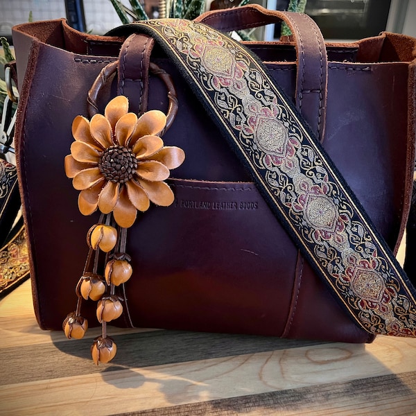 Embroidered Crossbody Bag with Rope Strap
