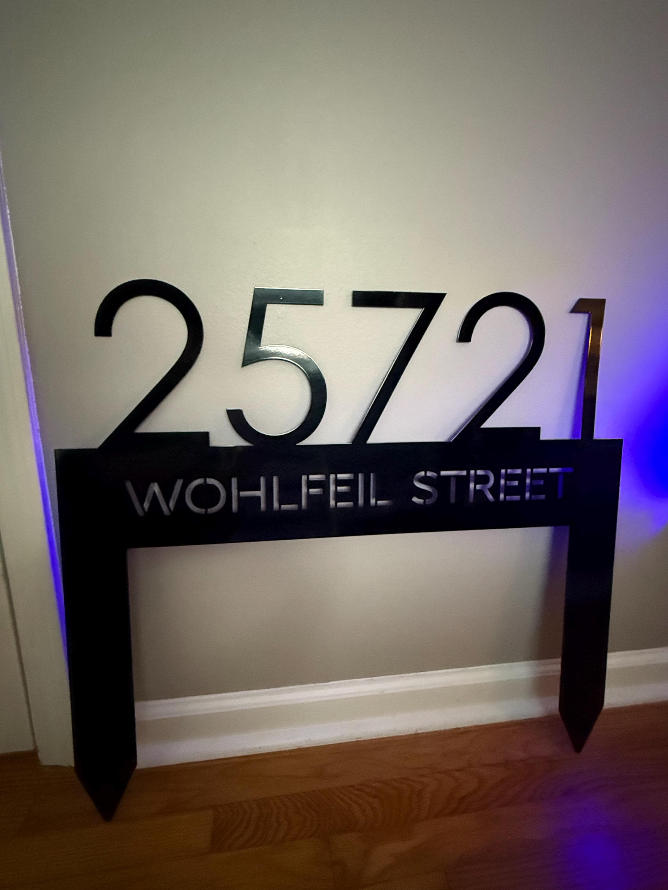 Metal Address House Number Sign With Stakes | Modern House Address Sign | Mid-Century Custom House Numbers