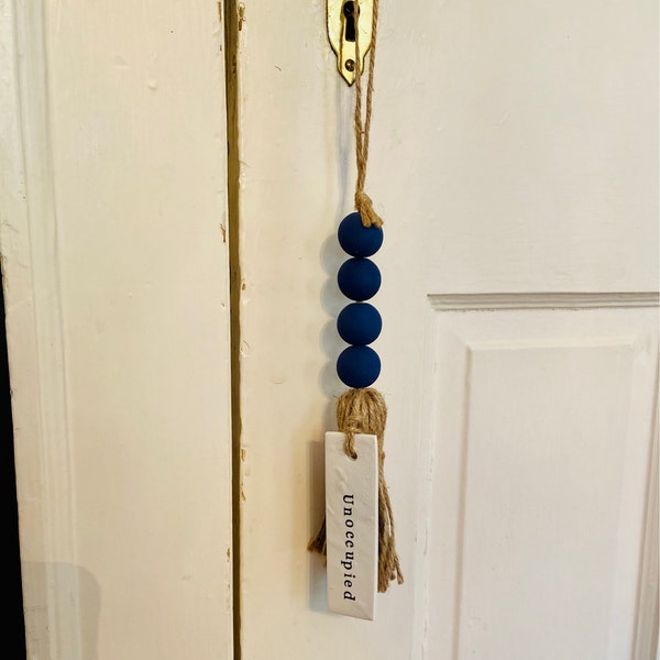 Occupied Bathroom Door Sign | Do Not Disturb Wood Bead Tassel Clay Tag ...
