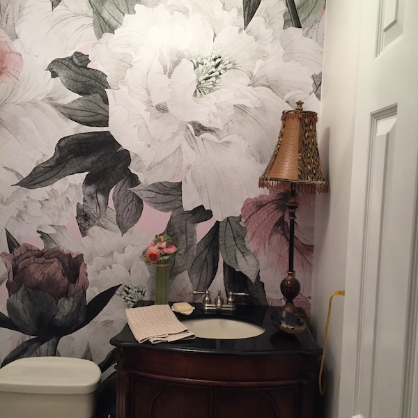 Vintage Roses and Peonies Peel and Stick Wallpaper, Removable ...