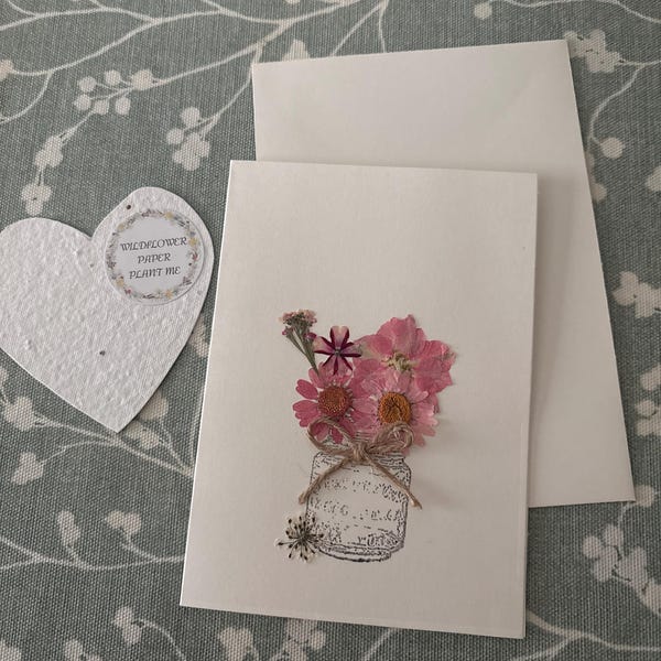 Pressed Flower Card, Real Flowers Cards, Handmade Card, Cards for a ...
