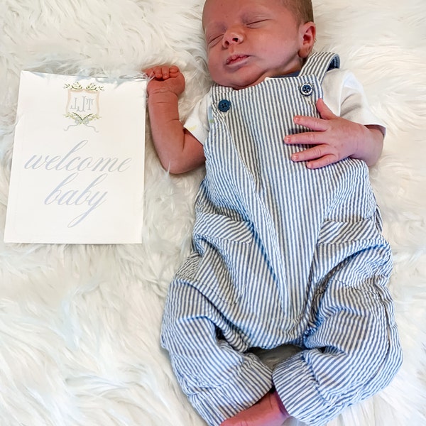 Watercolor Monogram Crest Baby Milestone Cards // Baby // Month Cards ...