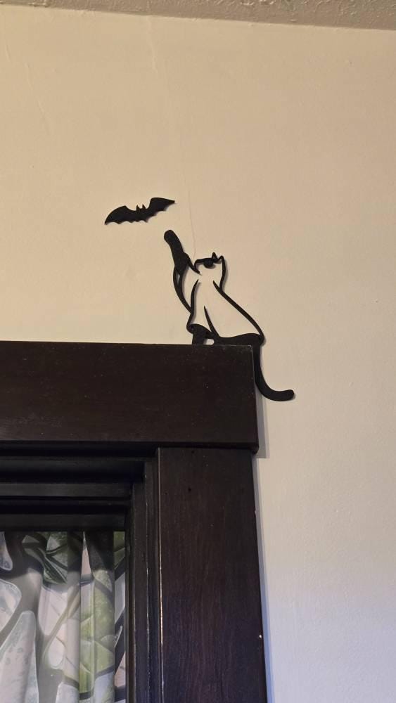 Cat Ghost Door Topper, Ghost Door Corner Sign, Halloween Bat Door Topper, Black Cat Decor, Cat Lover Gift, Cute Adorable Kid Door Decoration