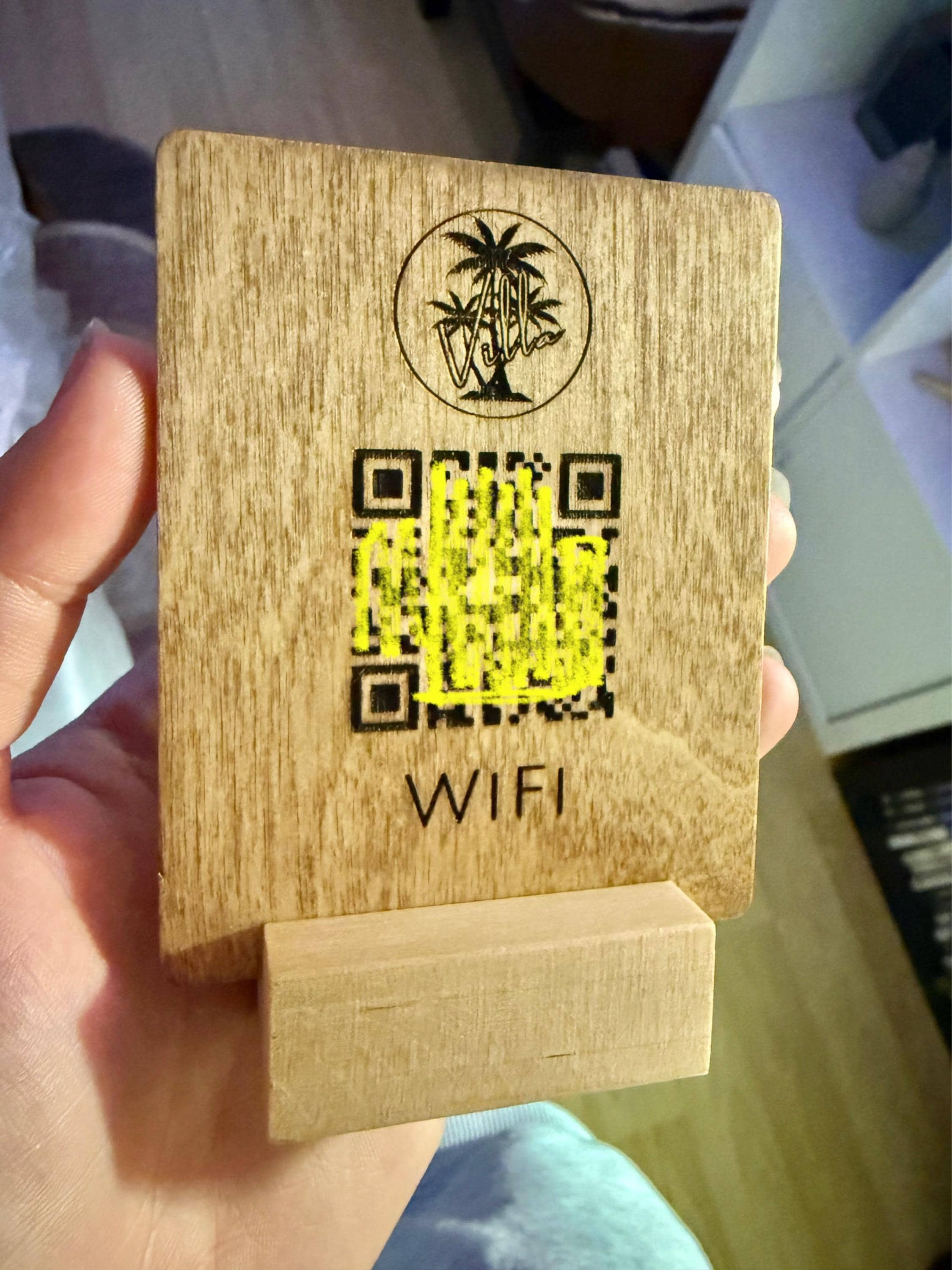Custom Engraved QR Code Sign: Wooden Restaurant Menu