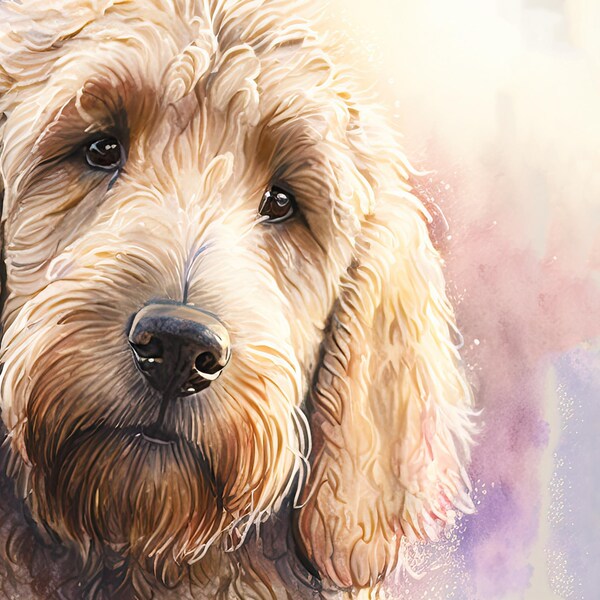 Dog Portrait Labra-doodle Owner Gift for Dog Memorial Pet Painting Gift ...