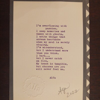 Im Overflowing With Passion Creative Strength Typed Poem Etsy