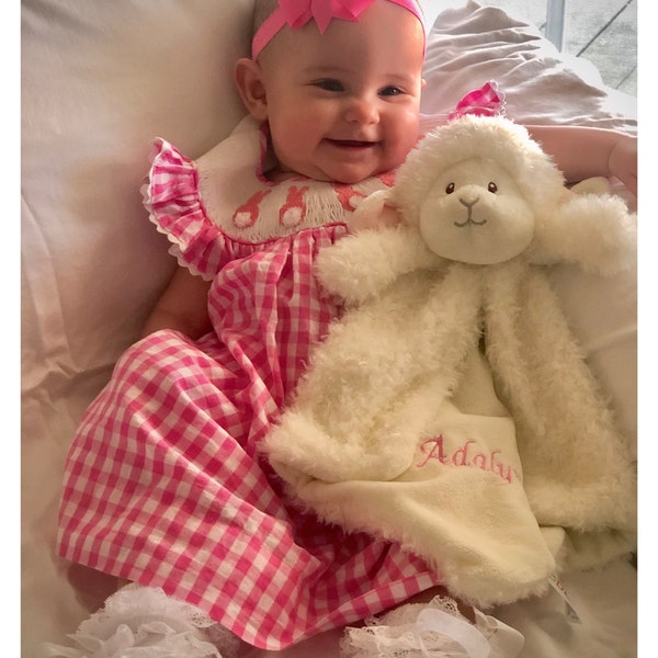 Ebba Pink Bunny Handsmocked Dress