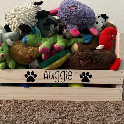 Image showcasing Small Dog Toy Box Toy Crate Pet Storage Pet Toy Crate Customized Pet ...