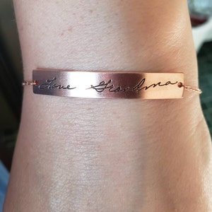 handwriting bracelet actual custom jewelry engraved memorial bar