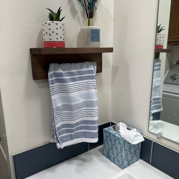Bathroom Towel Rack Shelf, Floating Shelf Hand Towel Holder, Bathroom ...