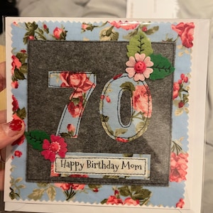 Handmade 70th Birthday Card - Personalised Option - Fabric Card - Etsy UK