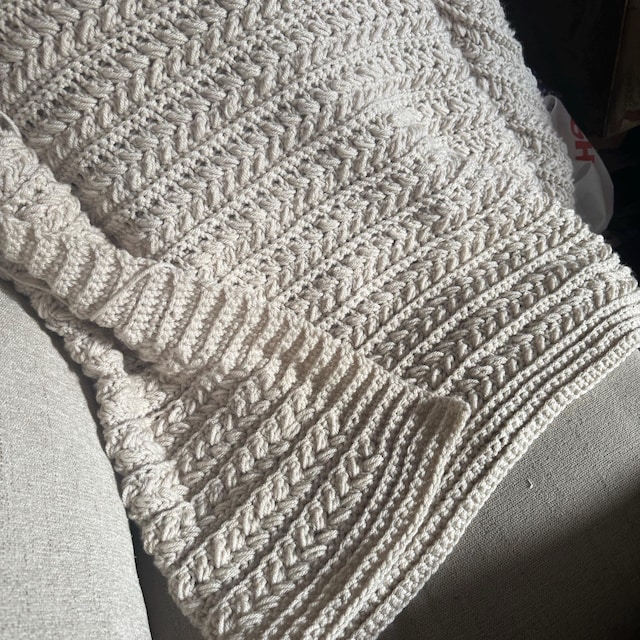 A customer's finished Braided Wheat Stitch Crochet Blanket PDF Pattern
