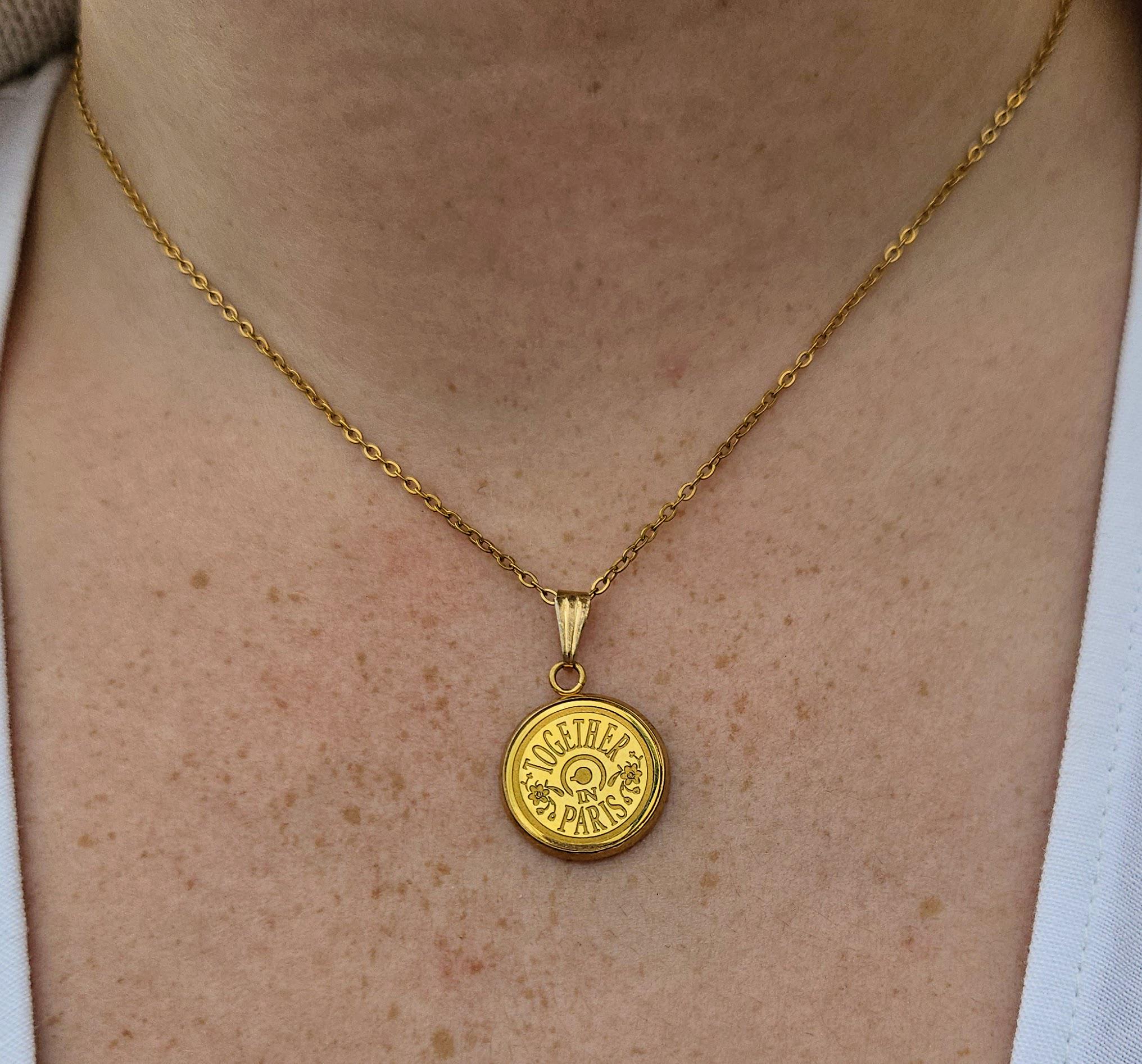 Anastasia engraved pendant Together in Paris - ONLY BACK SIDE