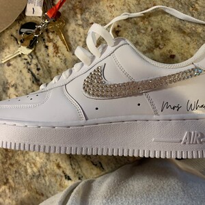 Custom White Nike Air Force 1 With Crystals and Name Perfect - Etsy