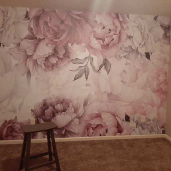 Peony Wallpaper Removable Peel and Stick Girl Bedroom Floral Wall Mural ...
