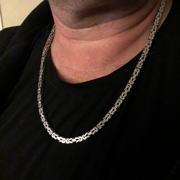Men's Slver Byzantne Chan Necklace Rustc Vkng Jewelry Handcrafted