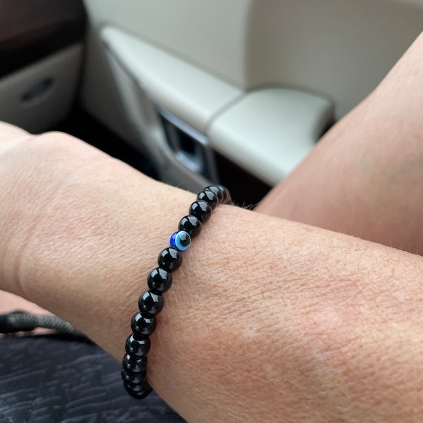 Men's Star Wars Darth Vader Zircon Bright Black Lava Stone Beaded Bracelet