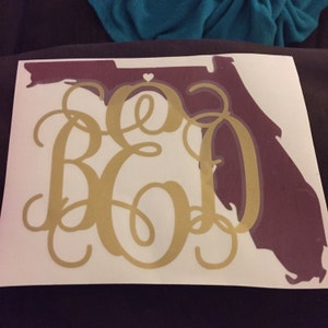 Monogram State Vinyl Decal - Etsy