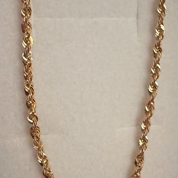 Solid 14K Gold Rope Chain, 14K Solid Gold Rope Necklace, Genuine Gold ...