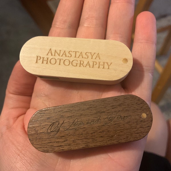 Personalized Wooden USB 32GB, Engraved USB In A Box, Wedding Flash - Foto 10