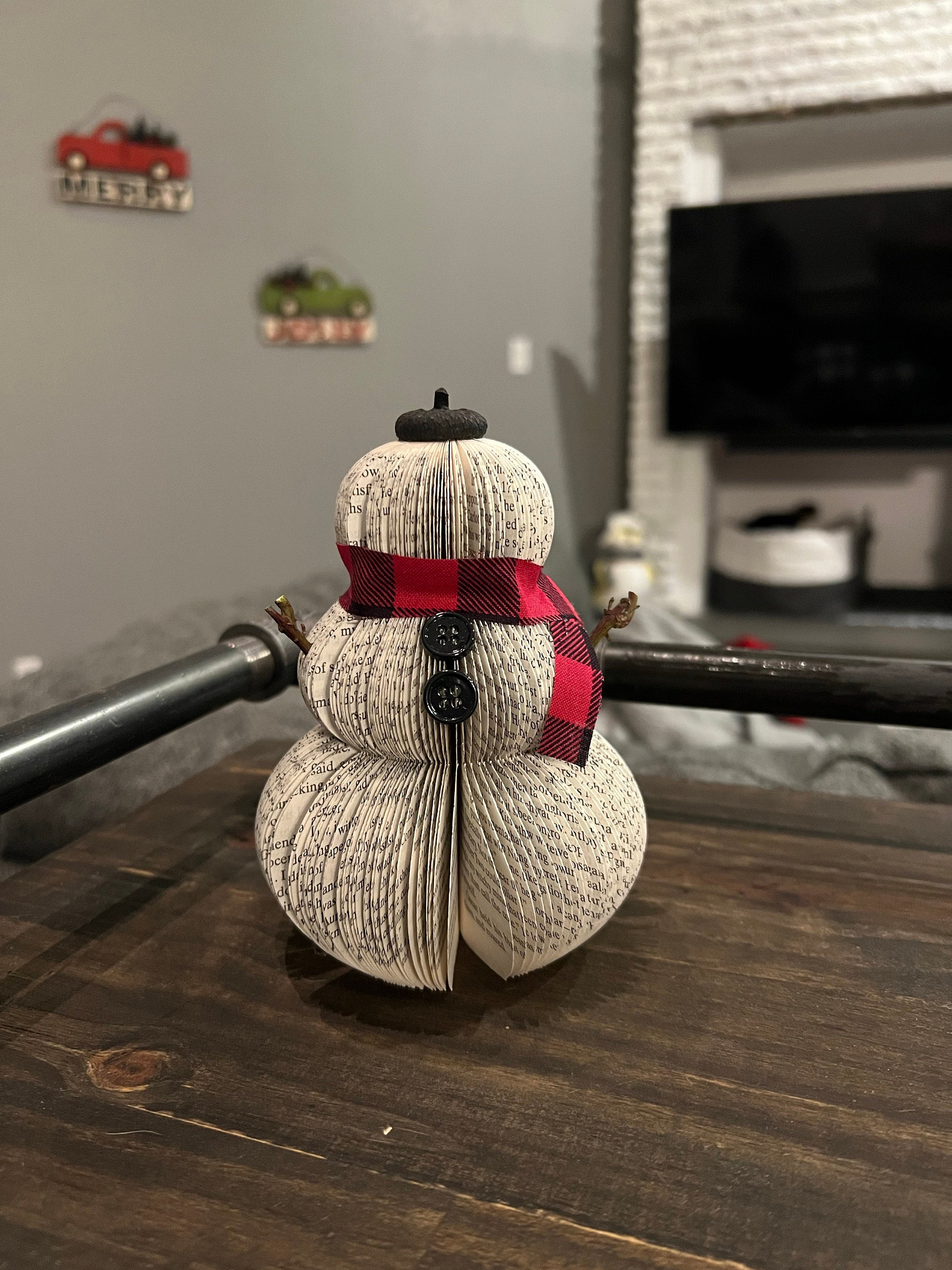 Book Snowman-Christmas Decor-Holiday Decor-Christmas Decoration-Christmas Gifts-Book Exchange-Winter Decor-Teacher Gift-Gift for Mom
