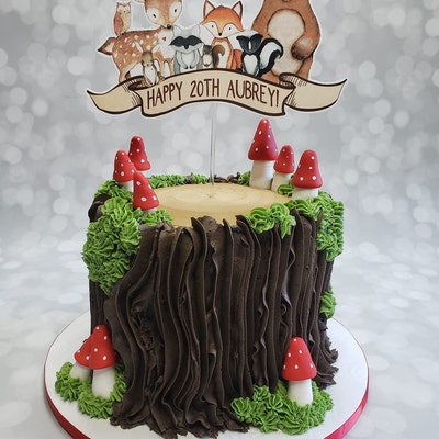 PRINTABLE Woodland Cake Topper, Happy Birthday Woodland Party Cake ...