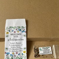 Personalised Wildflower Seed Packets Envelopes X 50 Funeral Seed ...