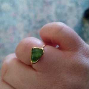Customer photo from Kristina, Raw Peridot Ring in Yellow Gold
