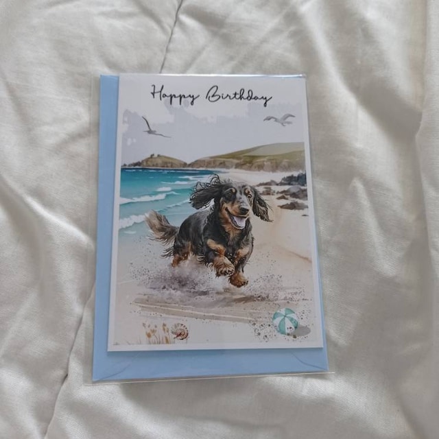 Tarjeta De "Feliz Cumpleaños" Con Sobre Para Perro Salchicha De