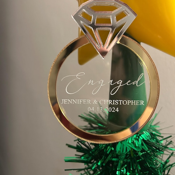 Engaged or Married Ornament | Personalized Acrylic Engagement Ring ...