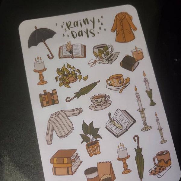 Rainy Days Sticker Sheet | Stickers for Bullet Journal and Scrapbook - Etsy