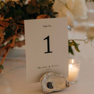 Silver Leaf Oyster Shell Table Number Card Holder Wedding Name Card ...