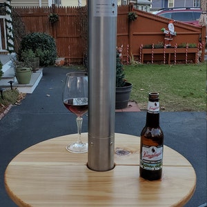 HomeStock Naturally Nice Adjustable Table For Patio Heater Add More Functionality, Sturdy Place For Drinks, Stainless Steel Construction, Fits Heaters With 2-1/2? Diameter Posts - Table 16" Diameter